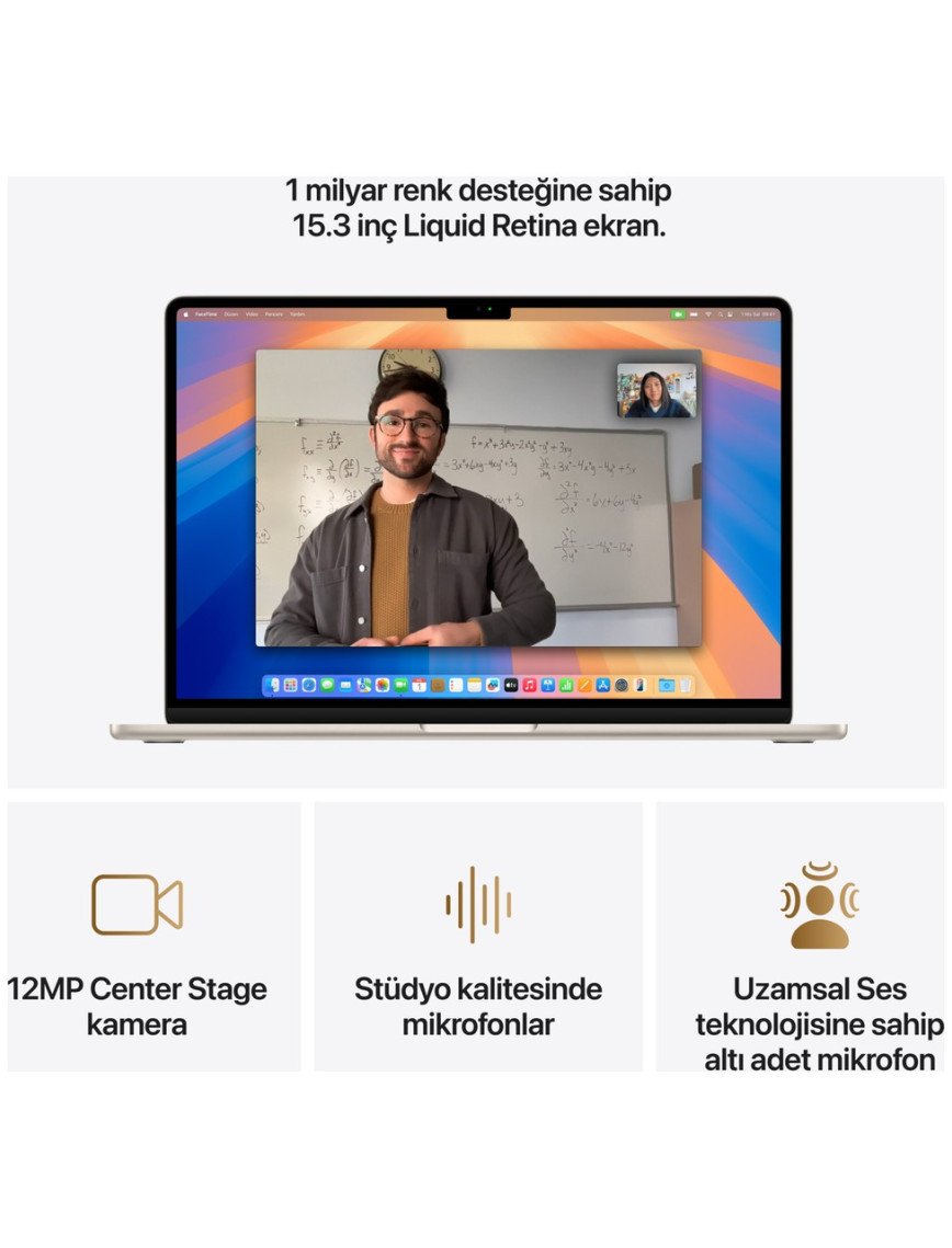 Apple MacBook Air M4 16GB 256GB SSD macOS 15" Taşınabilir Bilgisayar Yıldız Işığı MW1J3TU/A